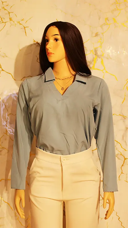 Blusa tela satin,color celeste