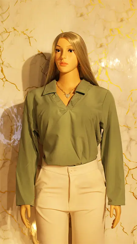 Blusa tela satin,color verde