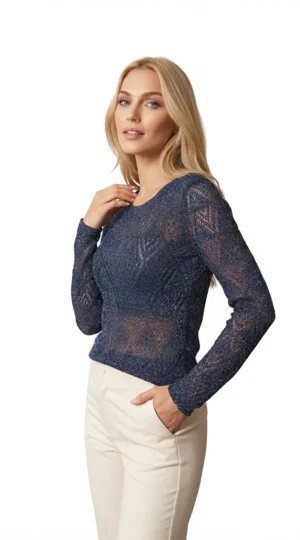 Polera de hilo, color azul