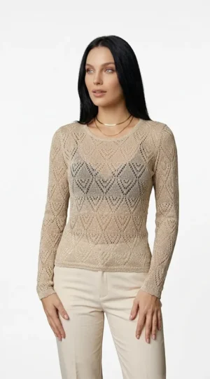 Polera de hilo, color beige