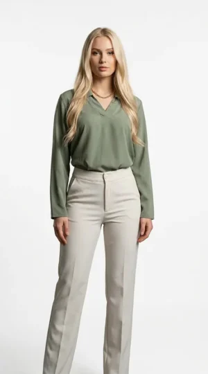 Blusa tela satin, color verde