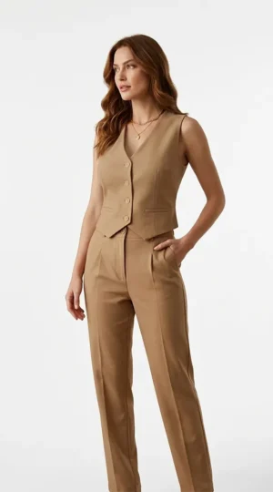 Conjunto color Beige, modelo sastrero