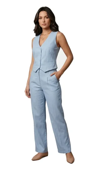 Conjunto color celeste, modelo sastrero