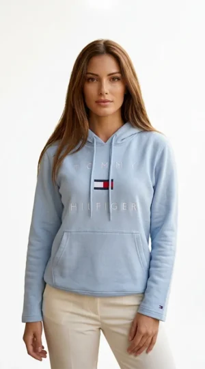 Polerón celeste de algodón, Tommy Hilfiger