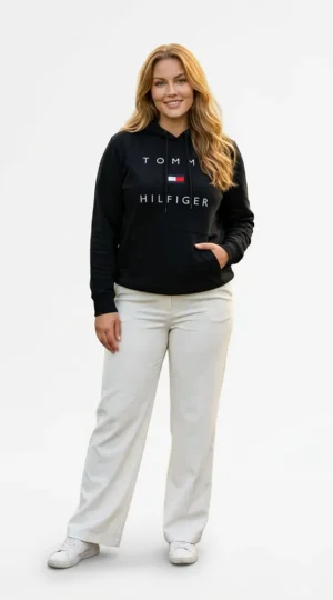 Polerón negro de algodón, Tommy Hilfiger